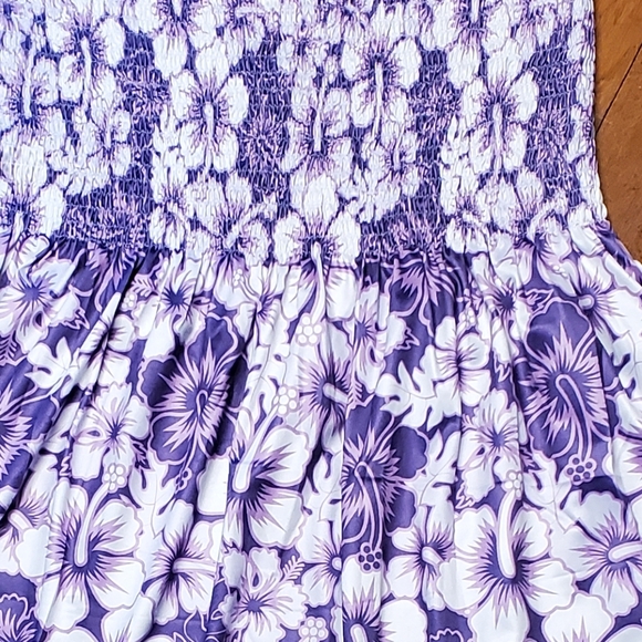 Purple Hibiscus Print Tropical Print Tube Dress - Picture 2 of 7